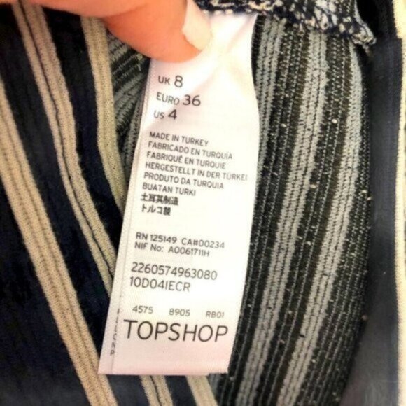 Topshop Bodycon Dress Tan & Black Stripe Mini Dress Size 4 - Picture 6 of 6